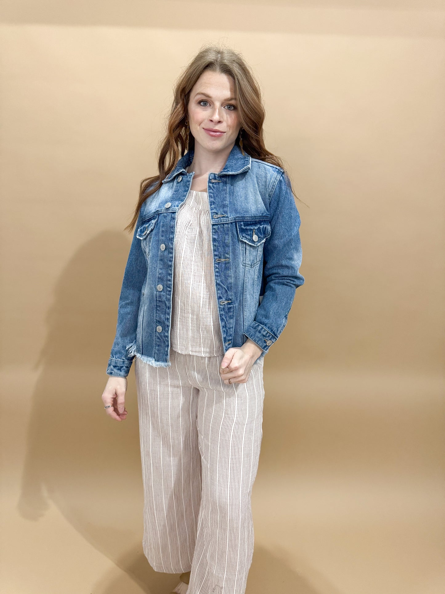 Zena Striped Gauze Flowy Cropped Leg Pants, Amber (matching set)