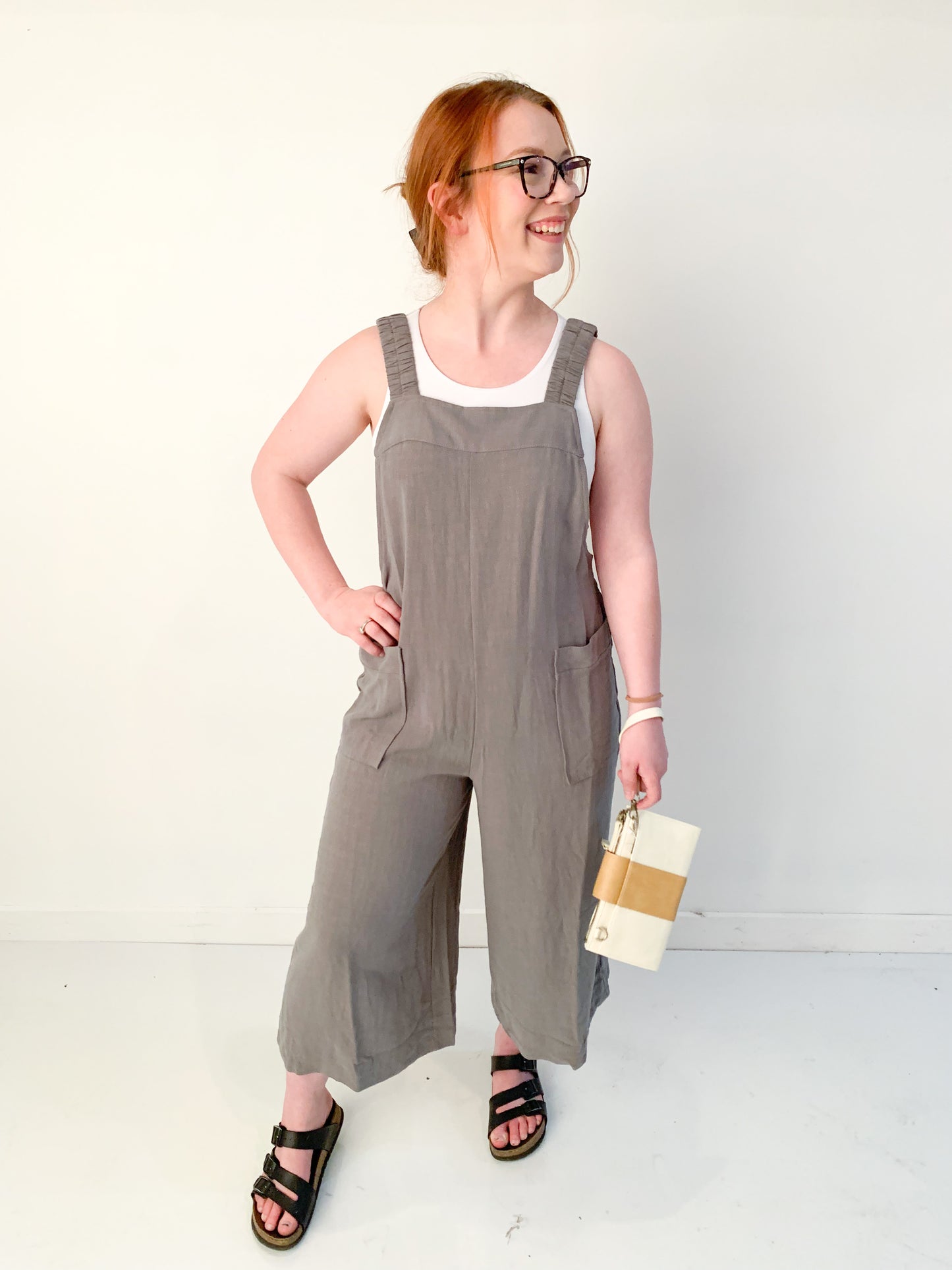 Bridget Wide Leg Open Back Jumpsuit, Olive