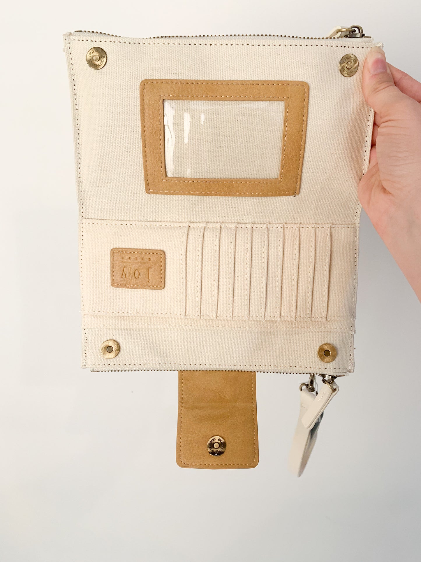 Camri Color Block Wallet Crossbody, White/Tan