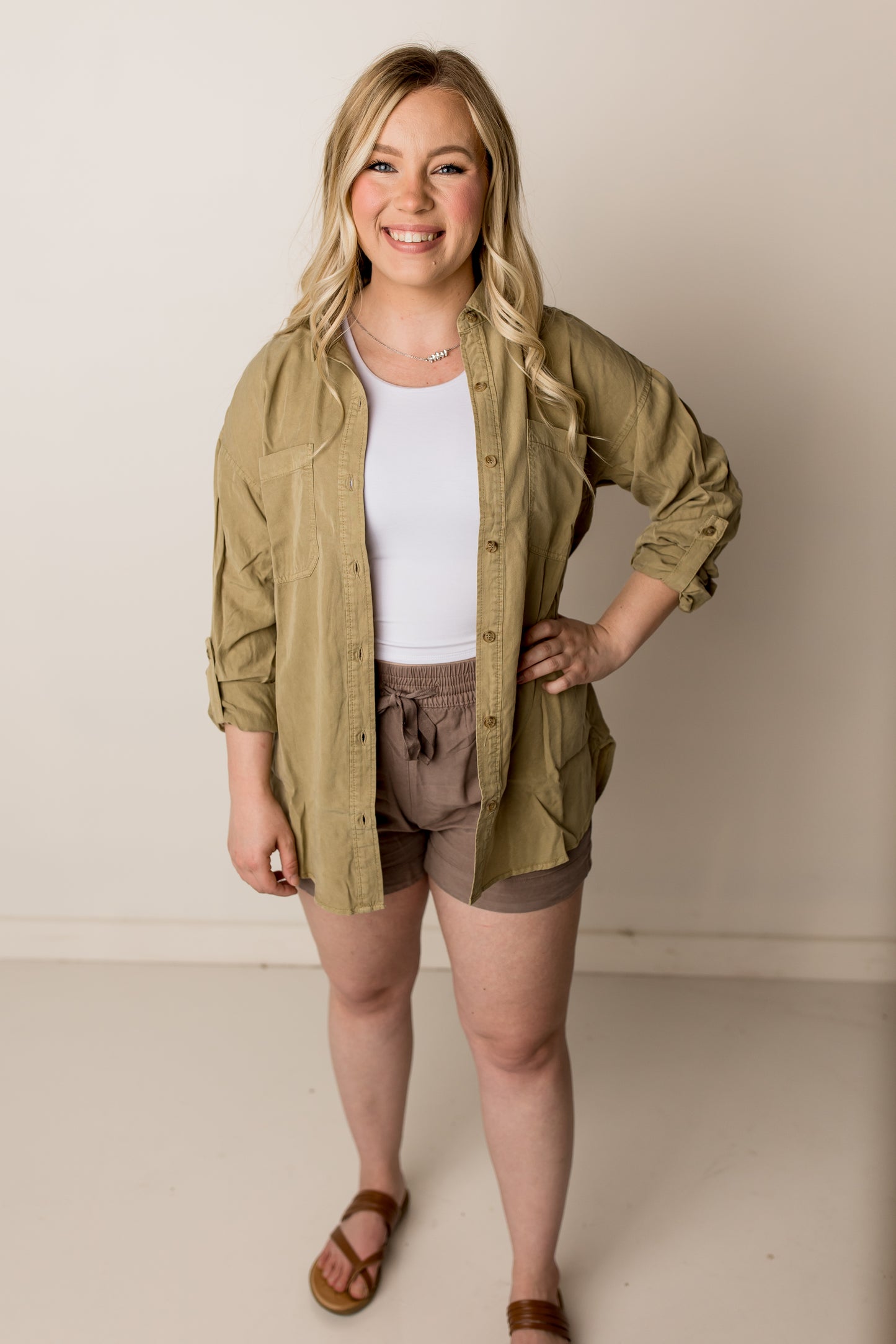 Georgia Oversized Utility Shirt, Pistachio