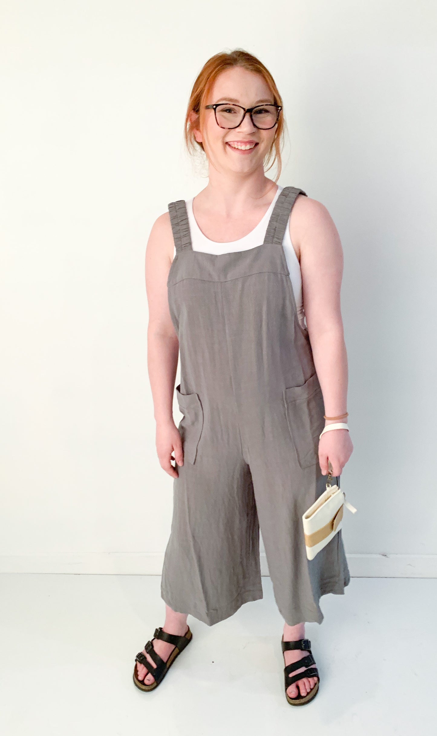 Bridget Wide Leg Open Back Jumpsuit, Olive