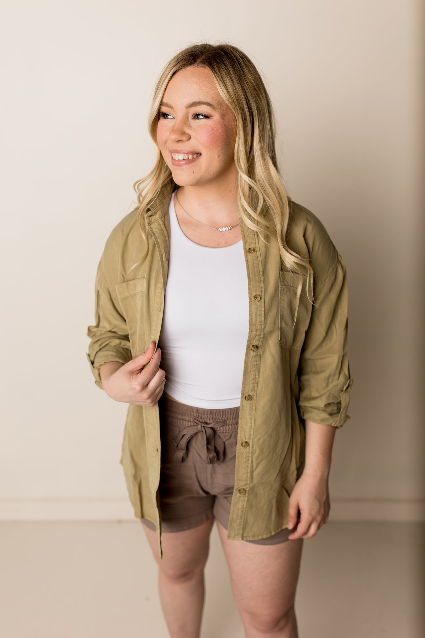 Georgia Oversized Utility Shirt, Pistachio