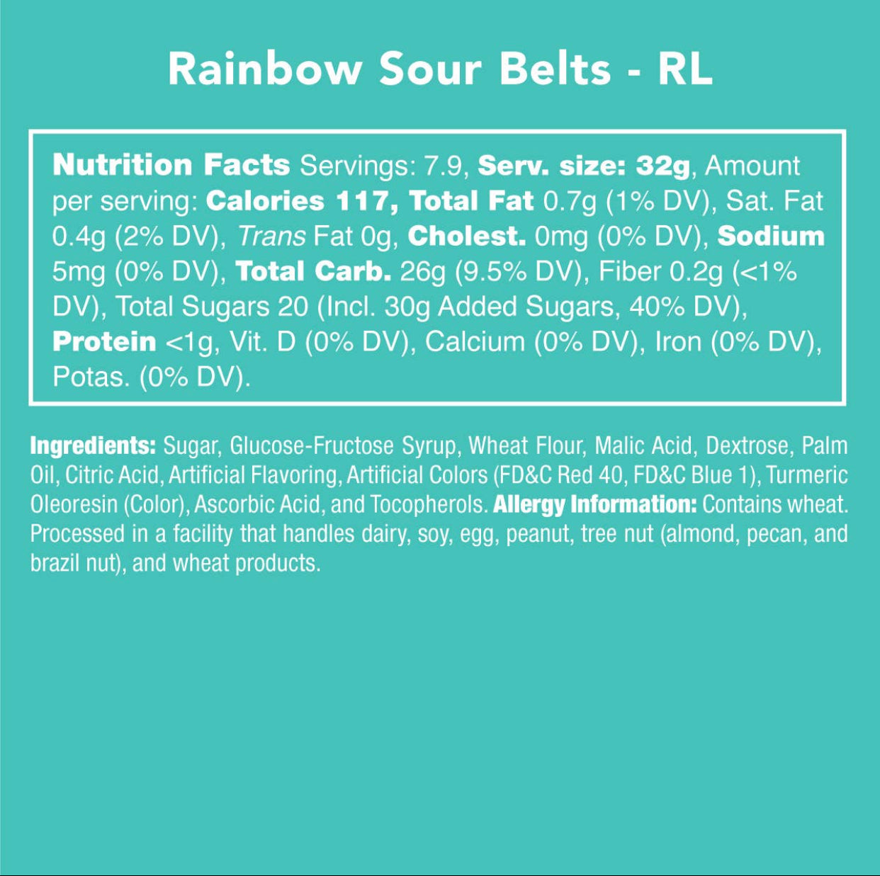Candy Club Rainbow Sour Belt Candies
