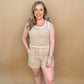 Victoria Striped Crochet Tank, Taupe