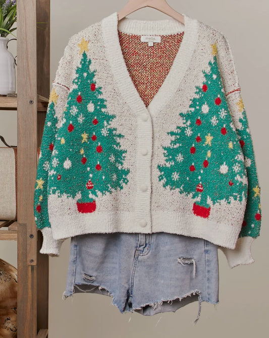 Oh Christmas Tree V-Neck Cardigan