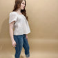 Zena Flowy Boxy Cropped Gauze Striped Top, Amber (matching set)