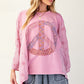 Myra Embroidered Patchwork Peace Sign Poncho, Dusty Rose