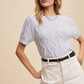 Helen Textured Puff Sleeve Knit Top, Satin Blue