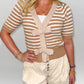 Halie Striped Short Sleeve Sweater with Bow Details, Coco