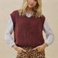 Mariah Classic V-Neck Sweater Vest, Brown
