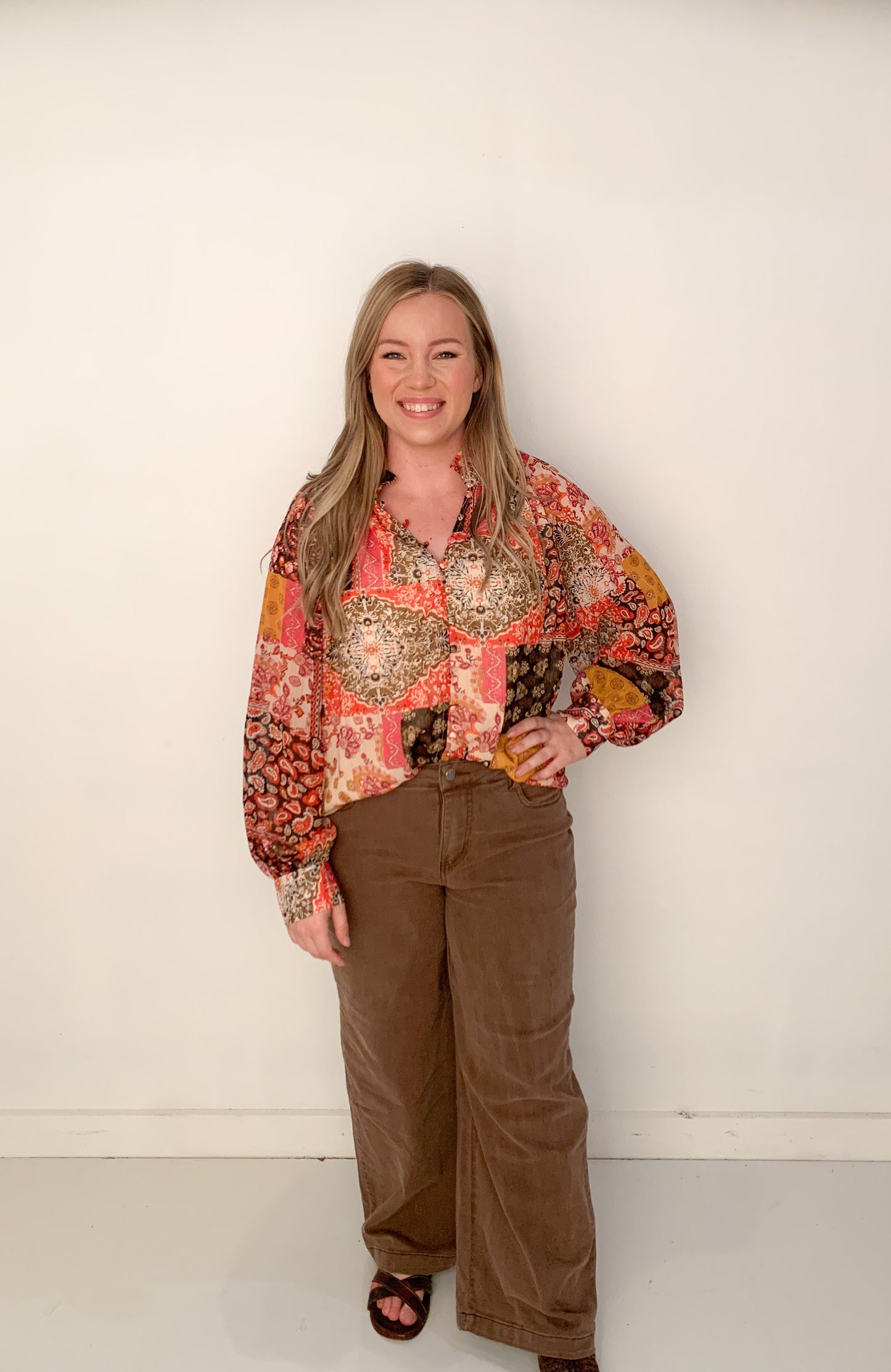 Lila Chocolate Denim Cropped Wide Leg Jeans