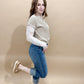Belle Split Neck Short Sleeve Knit Pullover, Light Khaki