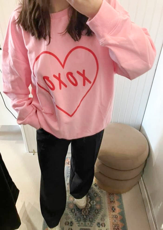 XOXO Crewneck Sweatshirt, Pink