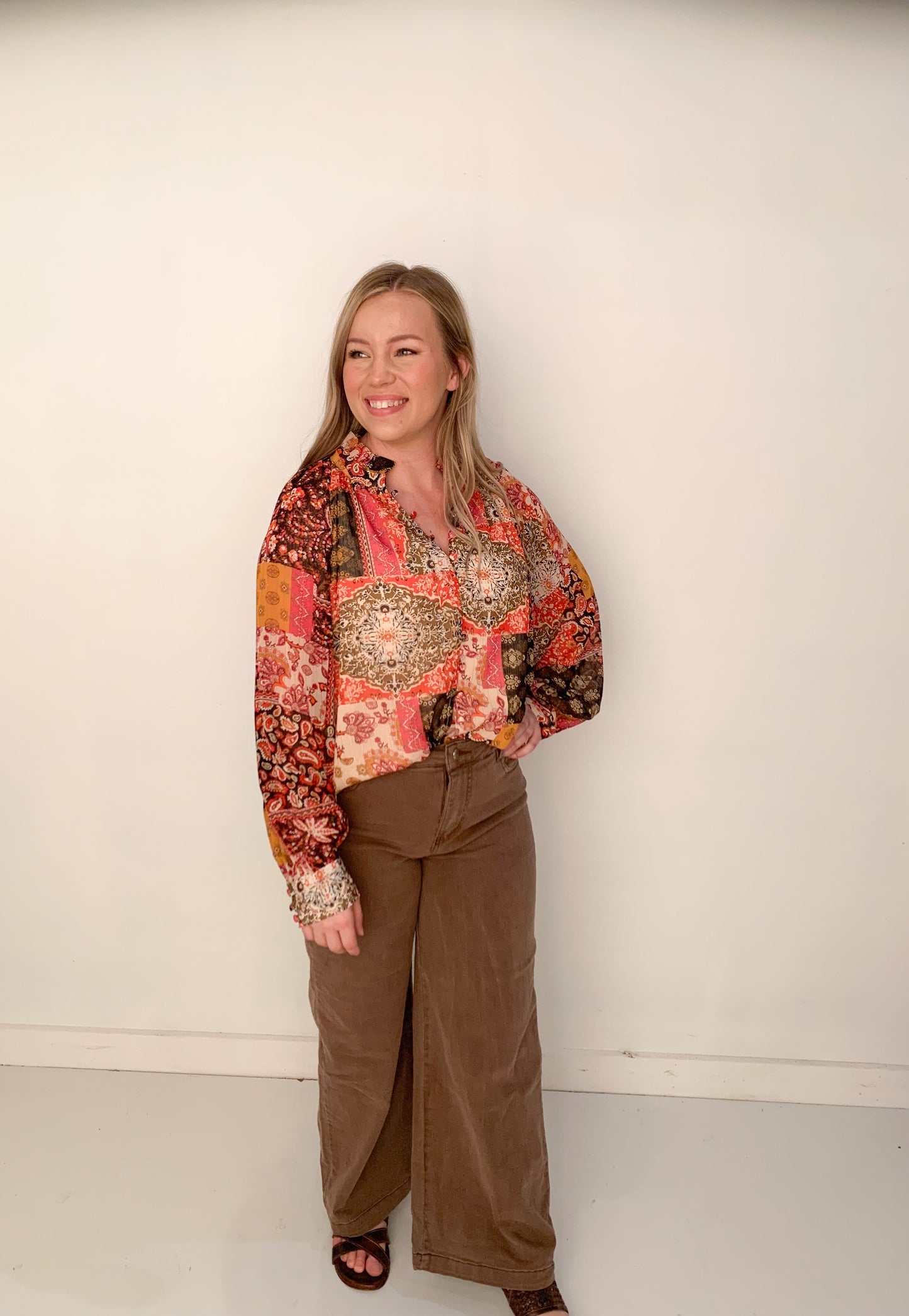 Lila Chocolate Denim Cropped Wide Leg Jeans