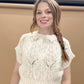 Yazzie Cable Knit Short Sleeve Sweater Top, Oatmeal