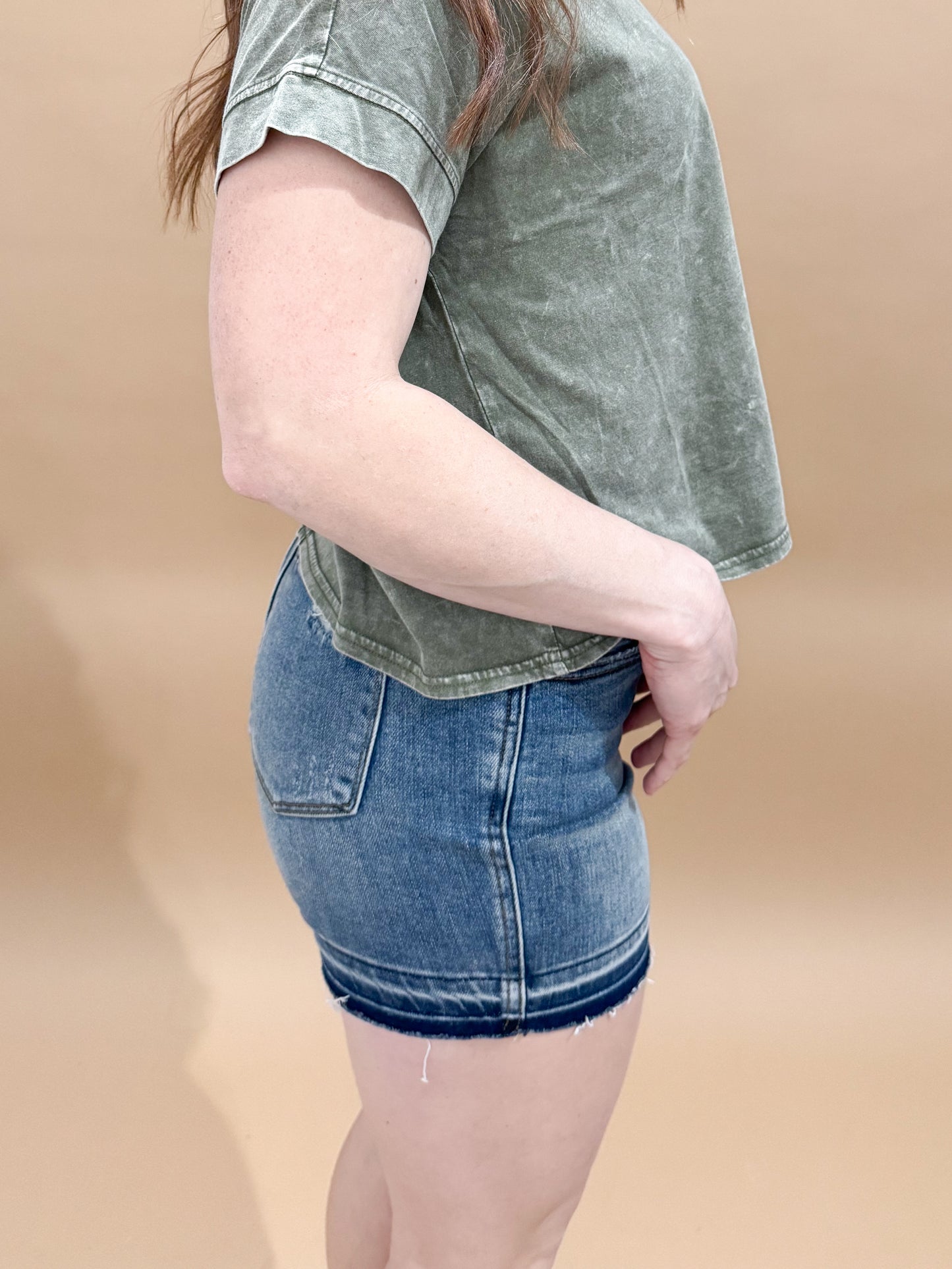 Jessa Tummy Control Vintage Wash Release Hem Shorts, Judy Blue