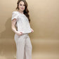 Zena Striped Gauze Flowy Cropped Leg Pants, Amber (matching set)