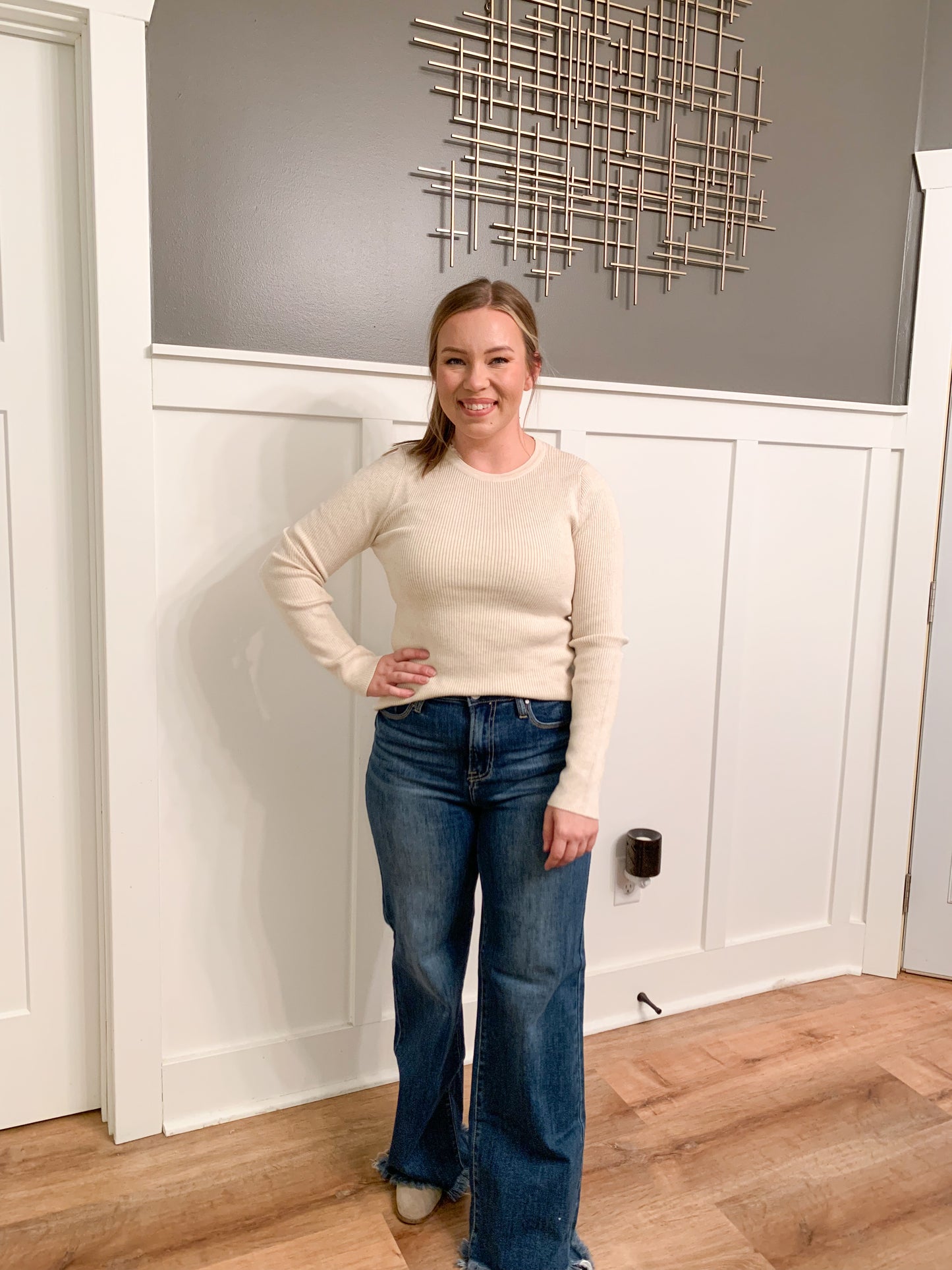 Jessie High Rise Wide Leg Dark Wash Jeans, Risen Jeans