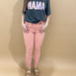 Keller High Rise Vintage Garment Dyed Straight Jean, Peachy Pink