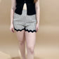 Kallissa Stripe Wave Hem Trim High Waist Shorts, Khaki / Black (matching set)