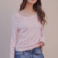 Gigi Floral Long Sleeve Lettuce Hem Top, Red