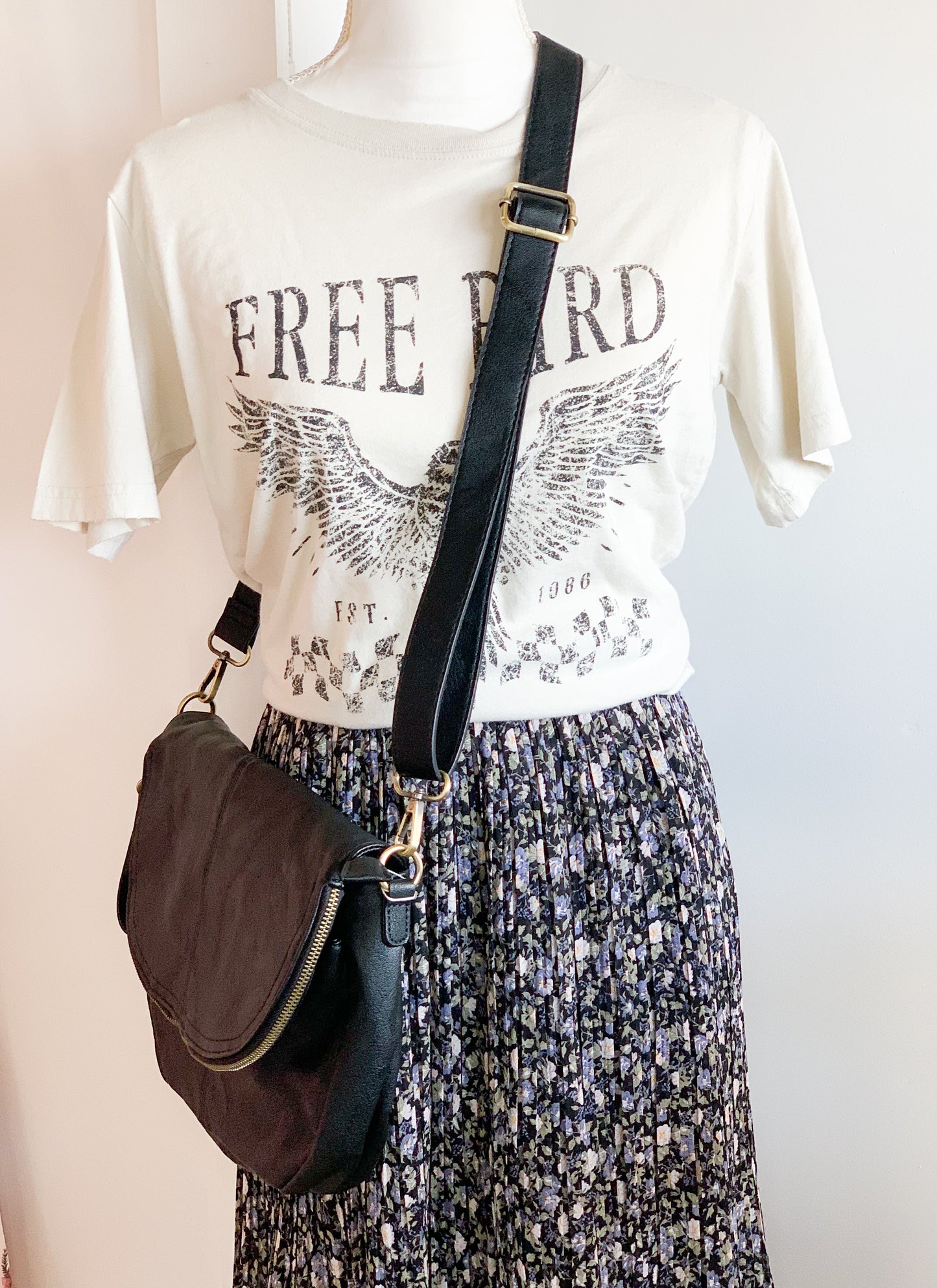 Selma Crossbody Saddle Bag, Black