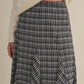Jinger Plaid Godet Maxi Skirt, Black