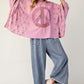 Myra Embroidered Patchwork Peace Sign Poncho, Dusty Rose