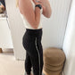 Ashlyn Piping Trim Joggers, Black / White