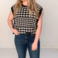 Workin' Girl Houndstooth Sweater Vest, Black
