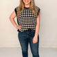 Workin' Girl Houndstooth Sweater Vest, Black