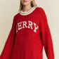 Merry Knitted Cozy Fit Sweater, Red