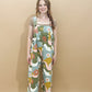 Livi Retro Floral Printed Twill Overalls, Olive / Camel