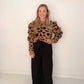 Renda Leopard Puff Sleeve Sweater, Brown