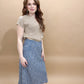 Belle Split Neck Short Sleeve Knit Pullover, Light Khaki