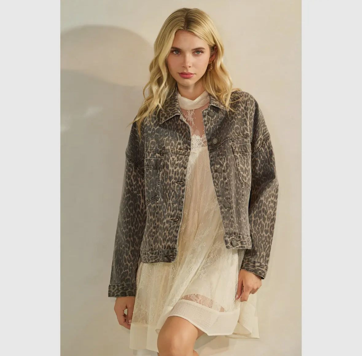 Abigail Leopard Print Denim Jacket