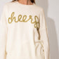 Cheers Tinsel Sweater, Cream