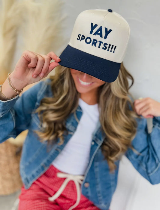 YAY Sports Trucker Hat, Cream/Navy