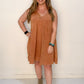 Cornelia Mineral Washed Gauze V-Neck Dress, Sienna