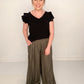 Ella Satin Palazzo Pants, Olive