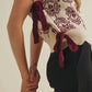 Helena Mock Neck Floral Sweater Vest, Mauve Wine