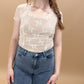 Randi Lace Cinched Fitted Short Sleeve Top, Ecru
