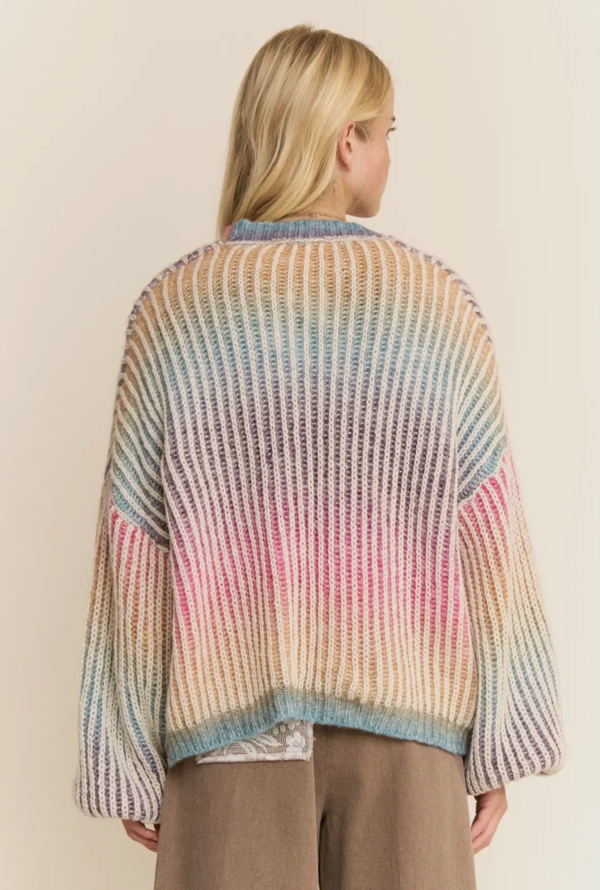 June Rainbow Stripe Open Cardigan, Rainbow