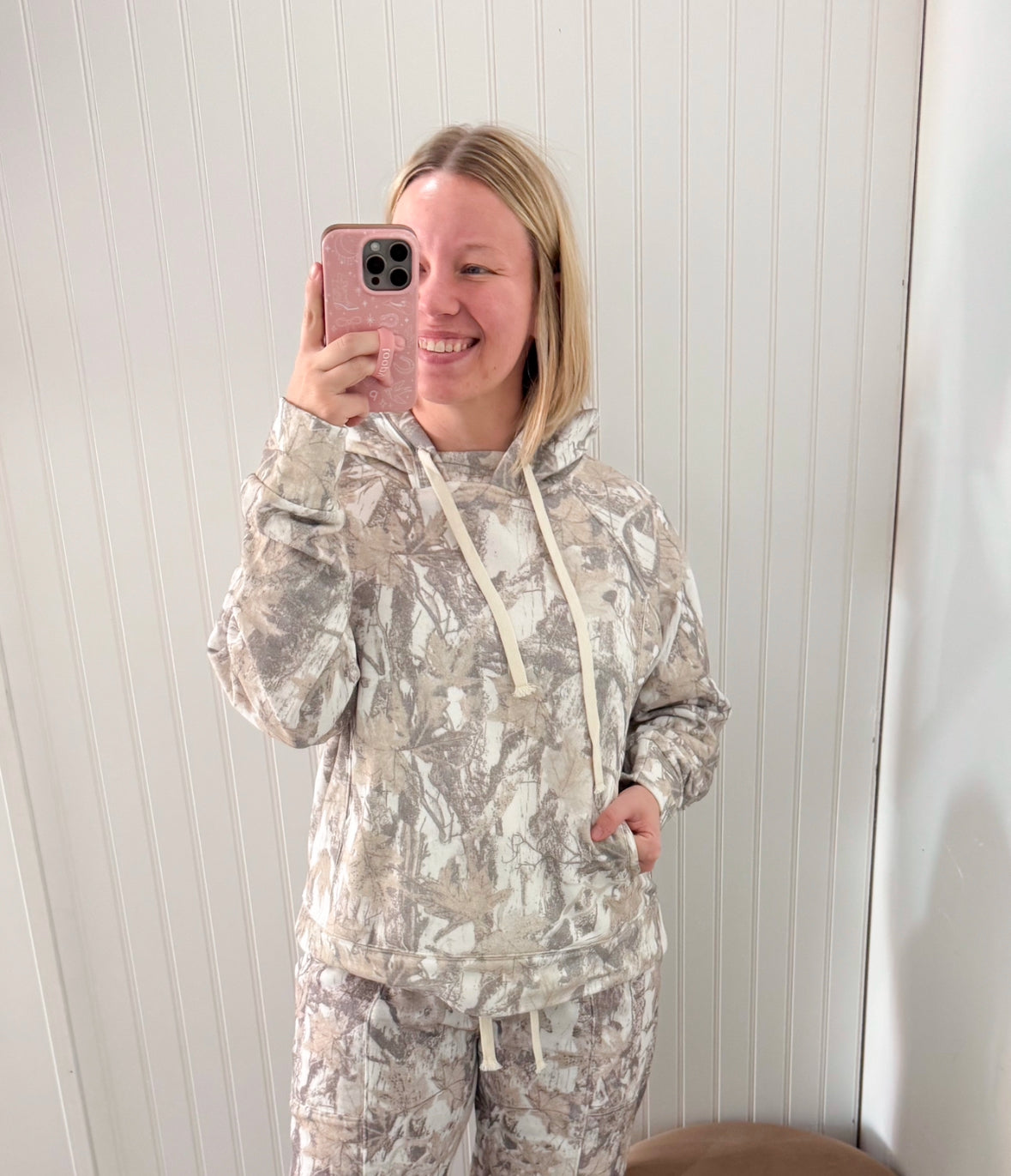 Tilly French Terry Camo Hoodie, White Camo