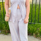 Florence Classic Linen Tube Top / Pants Set, Lavender Blue