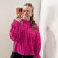 Ryleigh Textured Turtleneck Sweater, Fuchsia