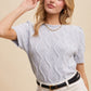 Helen Textured Puff Sleeve Knit Top, Satin Blue