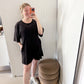 Collie Mae Mineral Washed Oversized Knit Romper, Black
