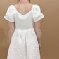 Lila Textured Square Neck Cinched Bust Dress, White