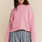 Vera Fuzzy Ribbed Texture Knitted Sweater, Pink